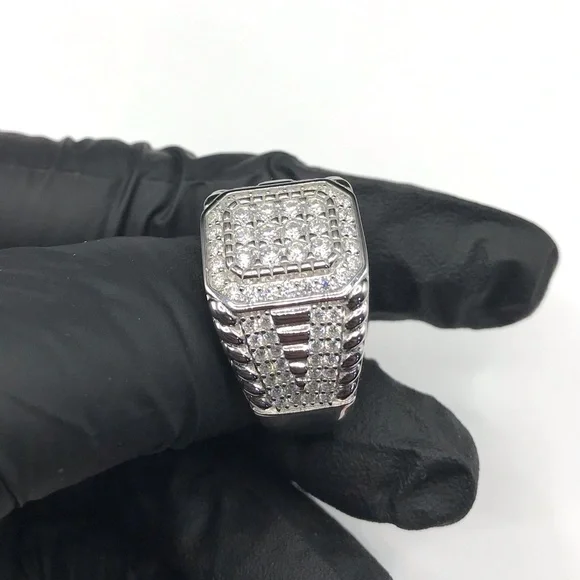 925 Sterling Silver 2.50CT MOISSANITE Men's Ring size 10 or 11 - Picture 14 of 15